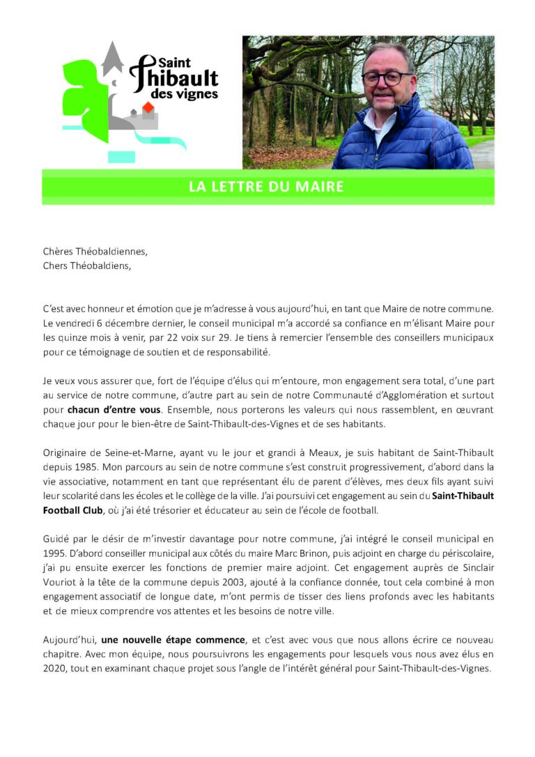 Message De M Le Maire Saint Thibault Des Vignes